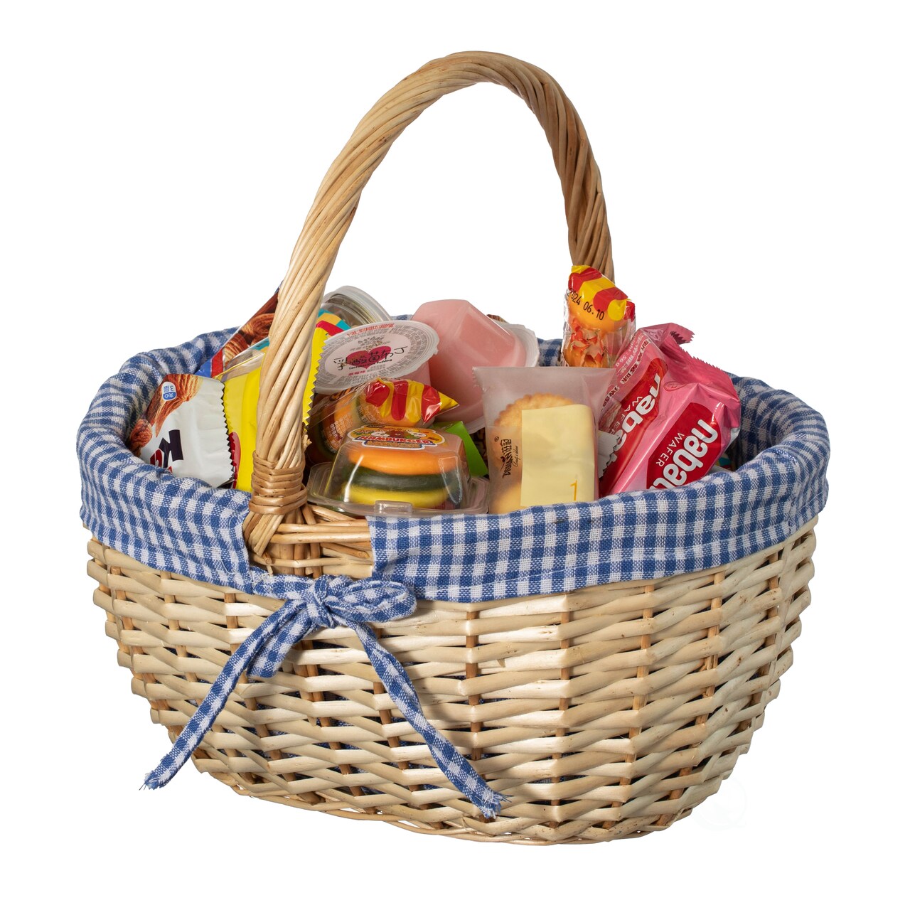 Wickerwise Picnic Basket with Handle, and Washable Plaid Liner - Ideal for Outdoor Adventures, Photoshoots and Home Décor - Perfect Gift Basket for Weddings and Holidays like Halloween